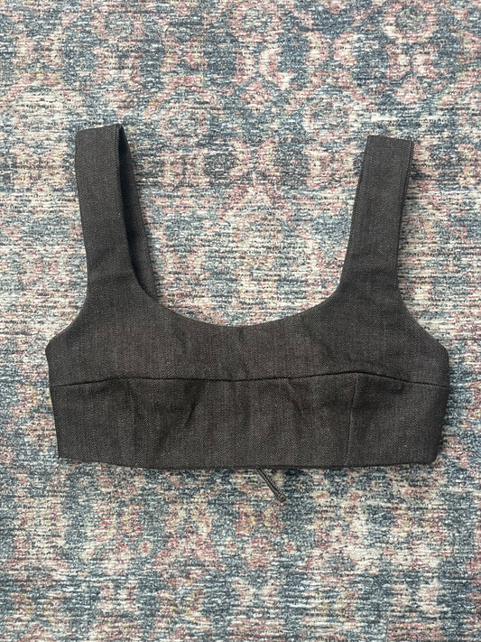 Brown denim bra top