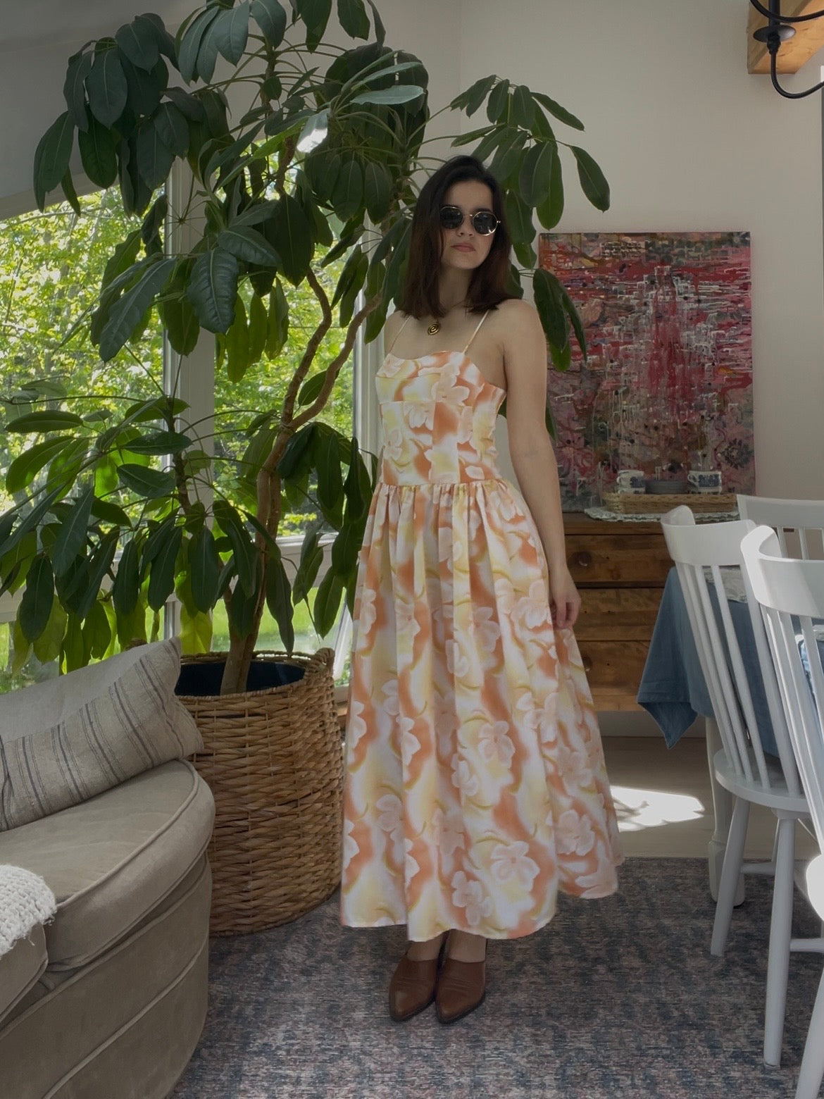 Peach midi dress