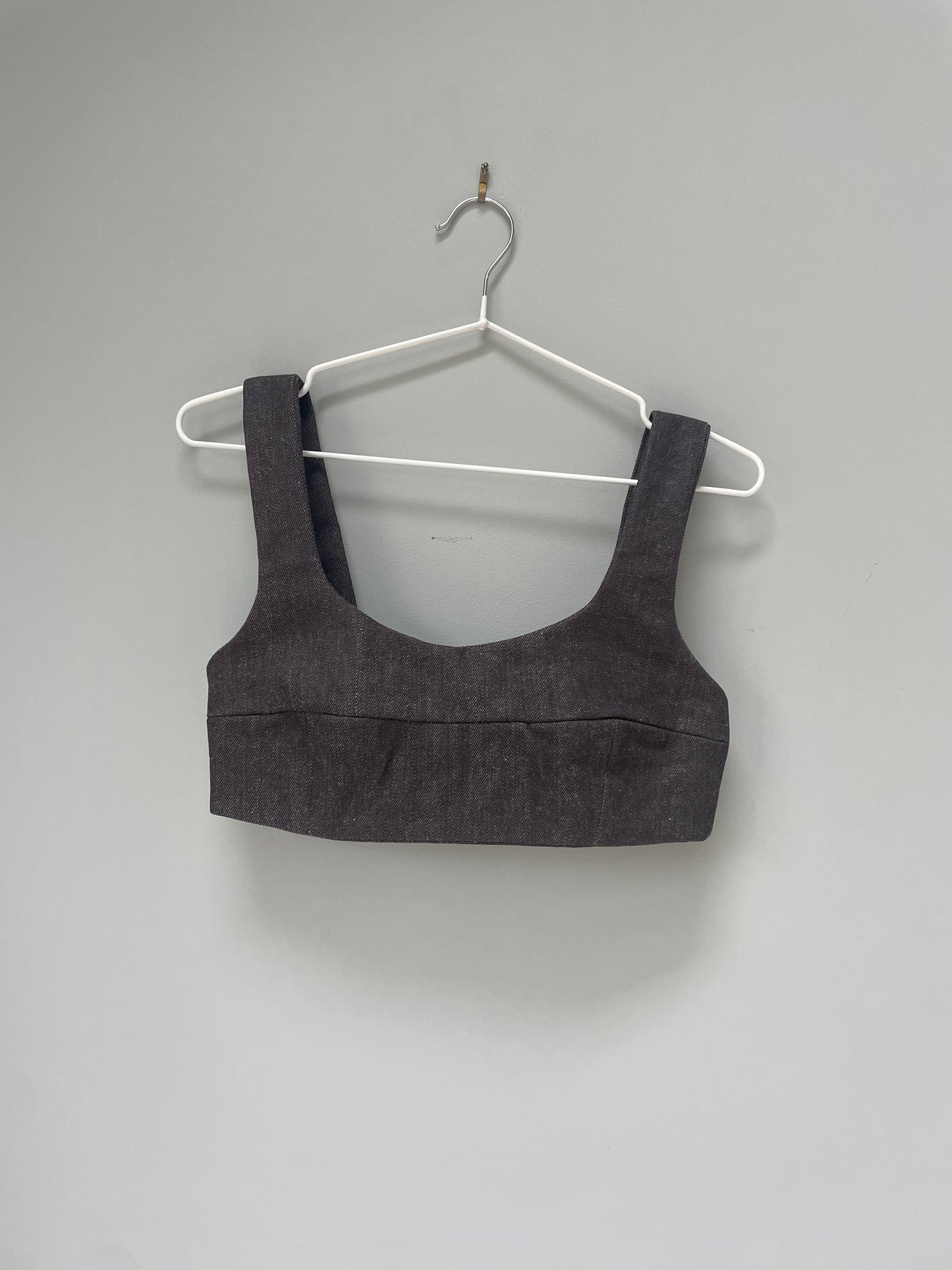 Brown denim bra top