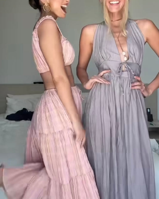 Purple halter dress