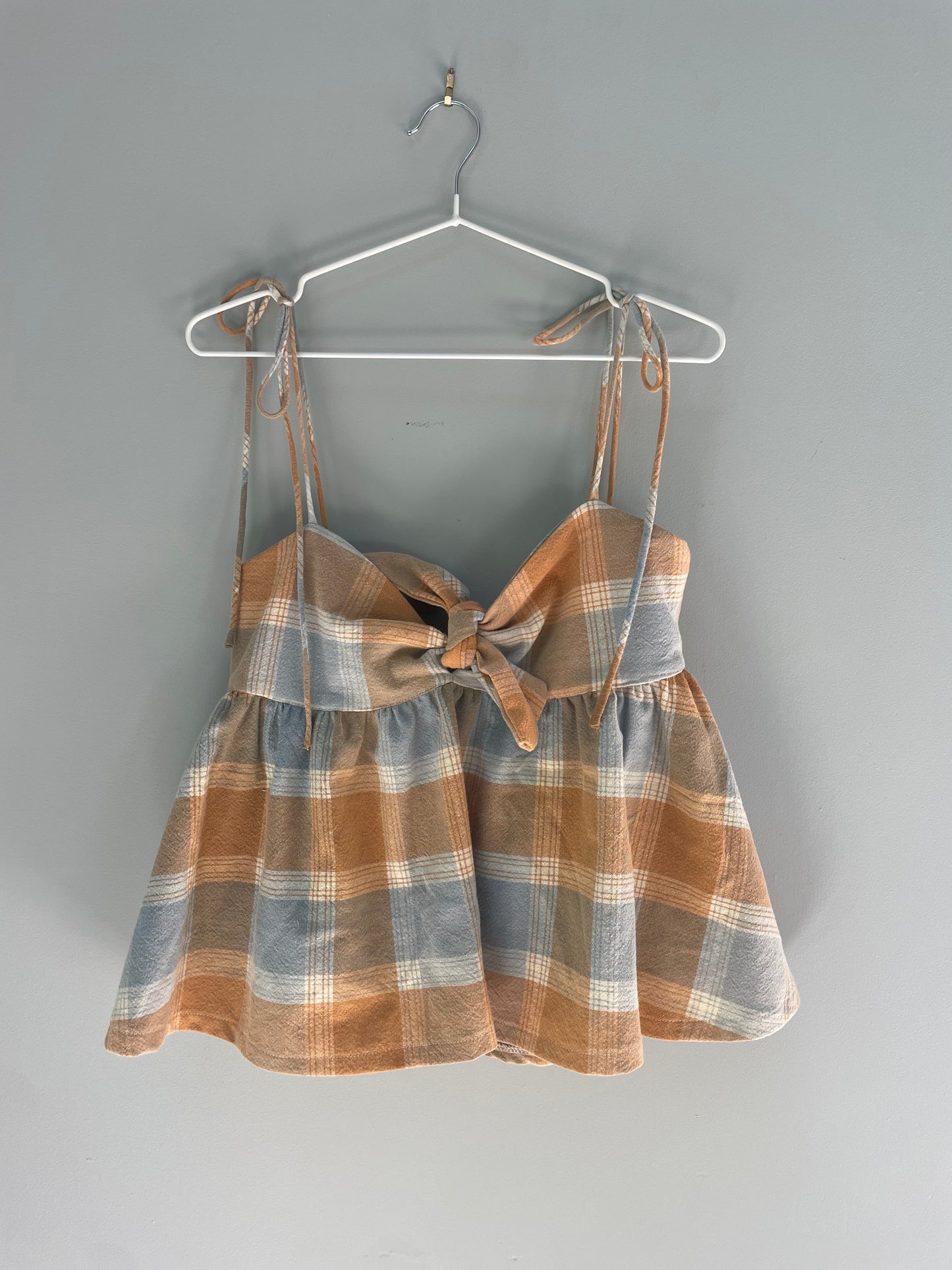 Orange plaid babydoll top