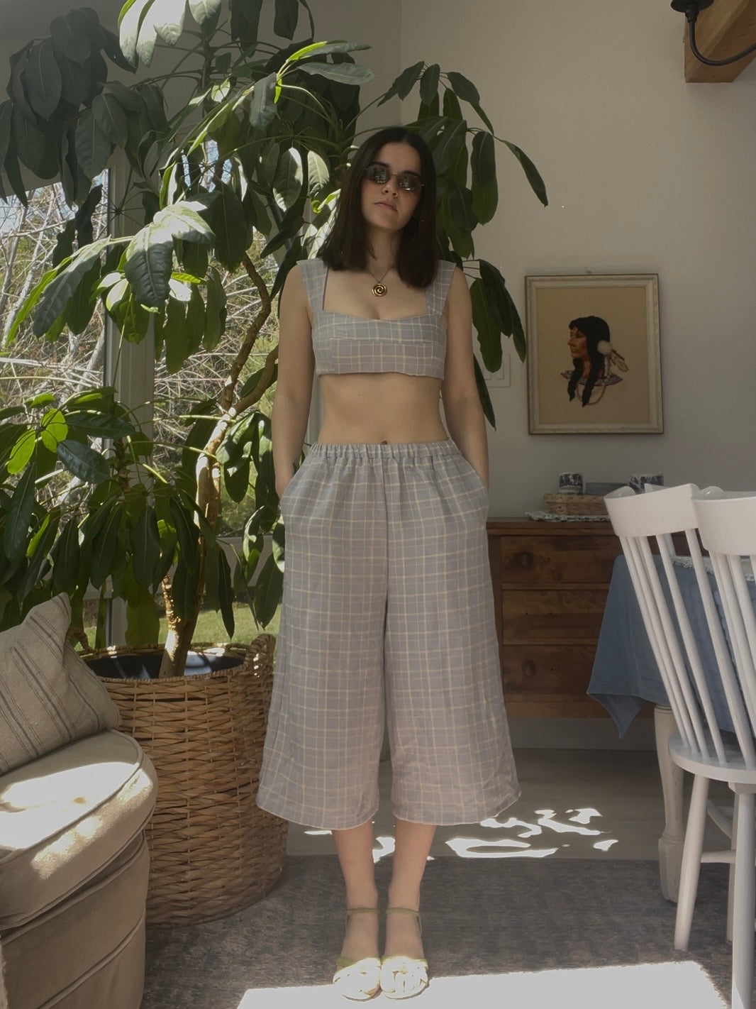 Blue plaid set