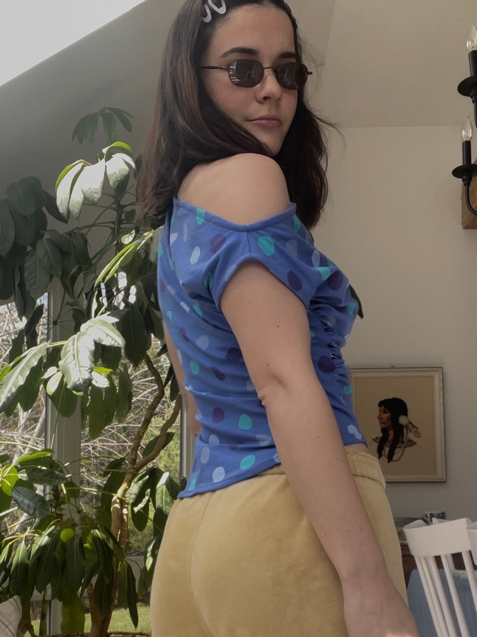 Blue polka dot top