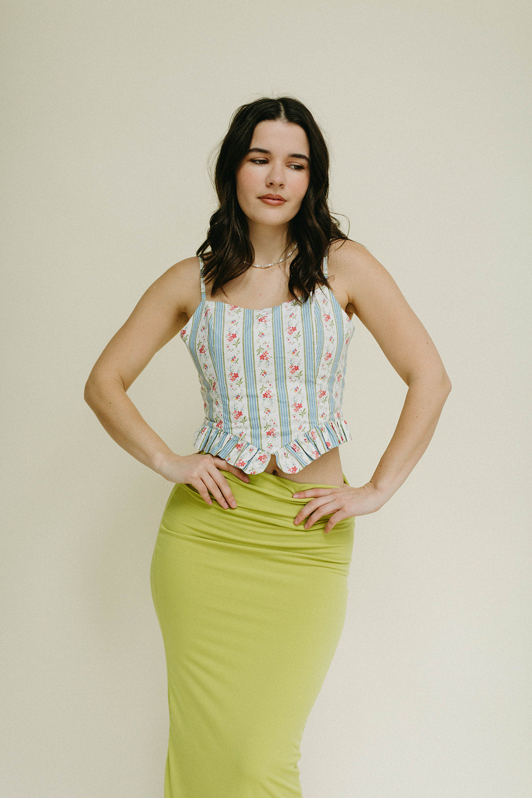 Belle top - Striped floral