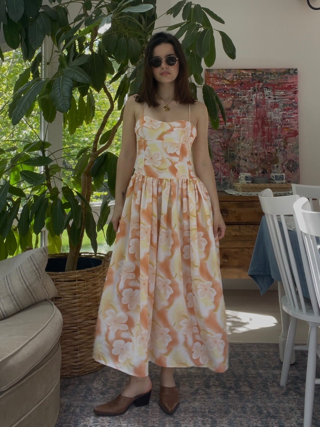Peach midi dress