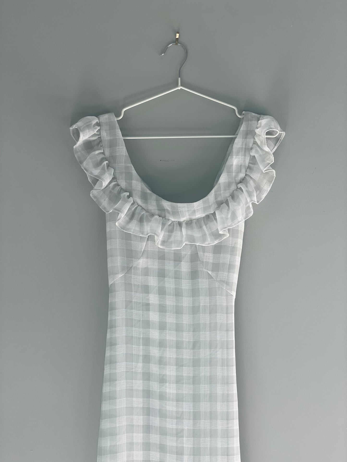 Baby blue gingham midi dress