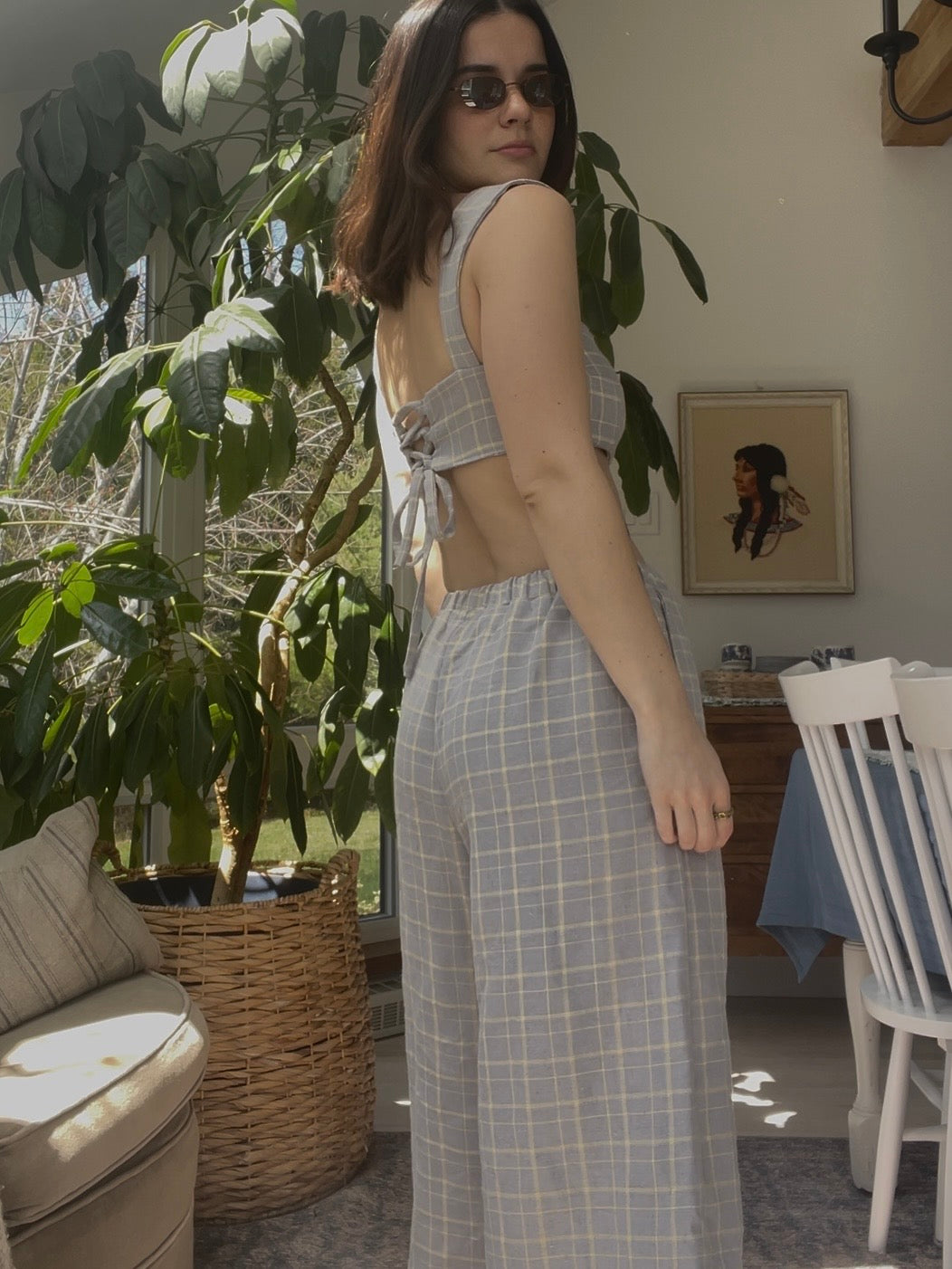 Blue plaid set