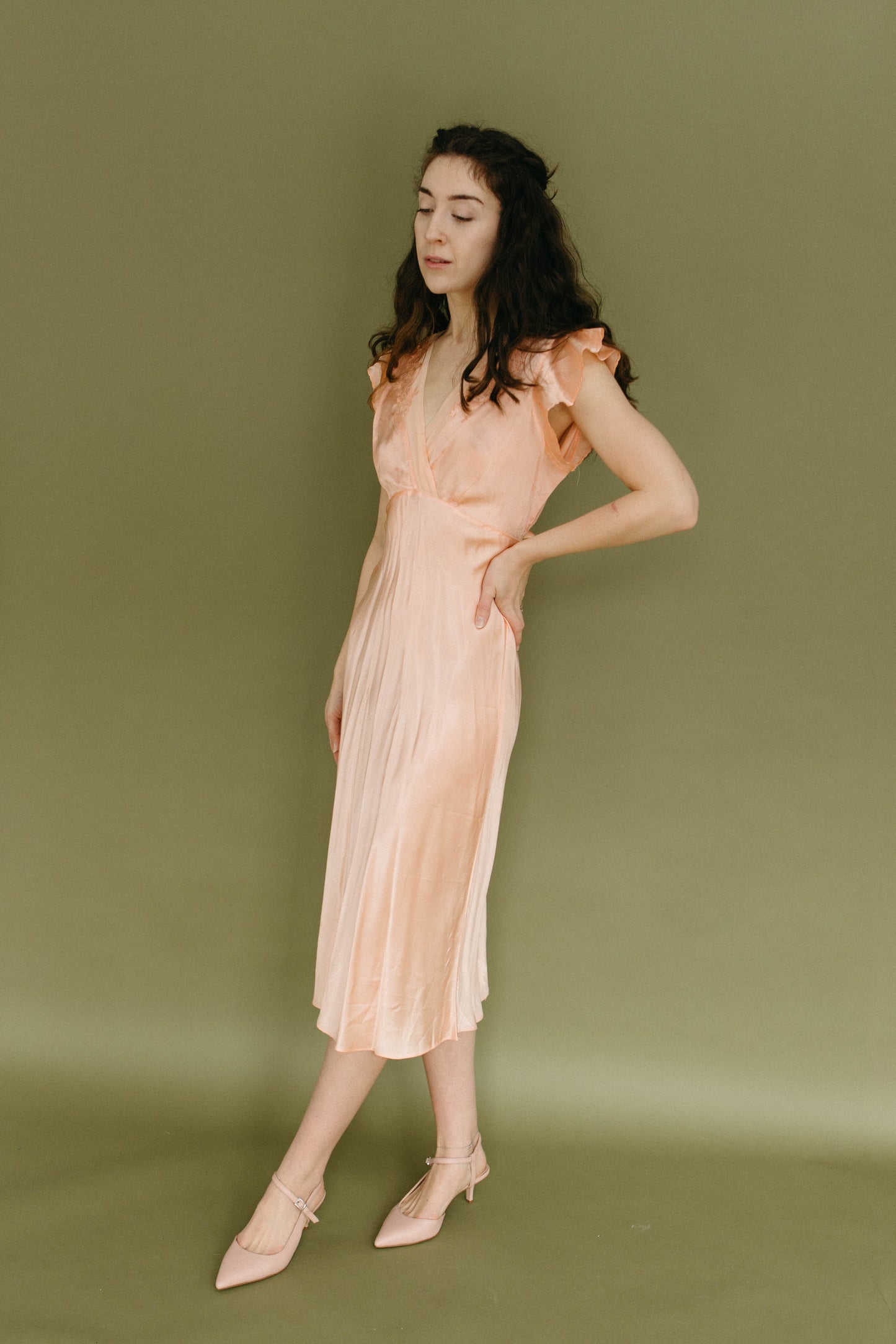 Vintage peach midi slip dress