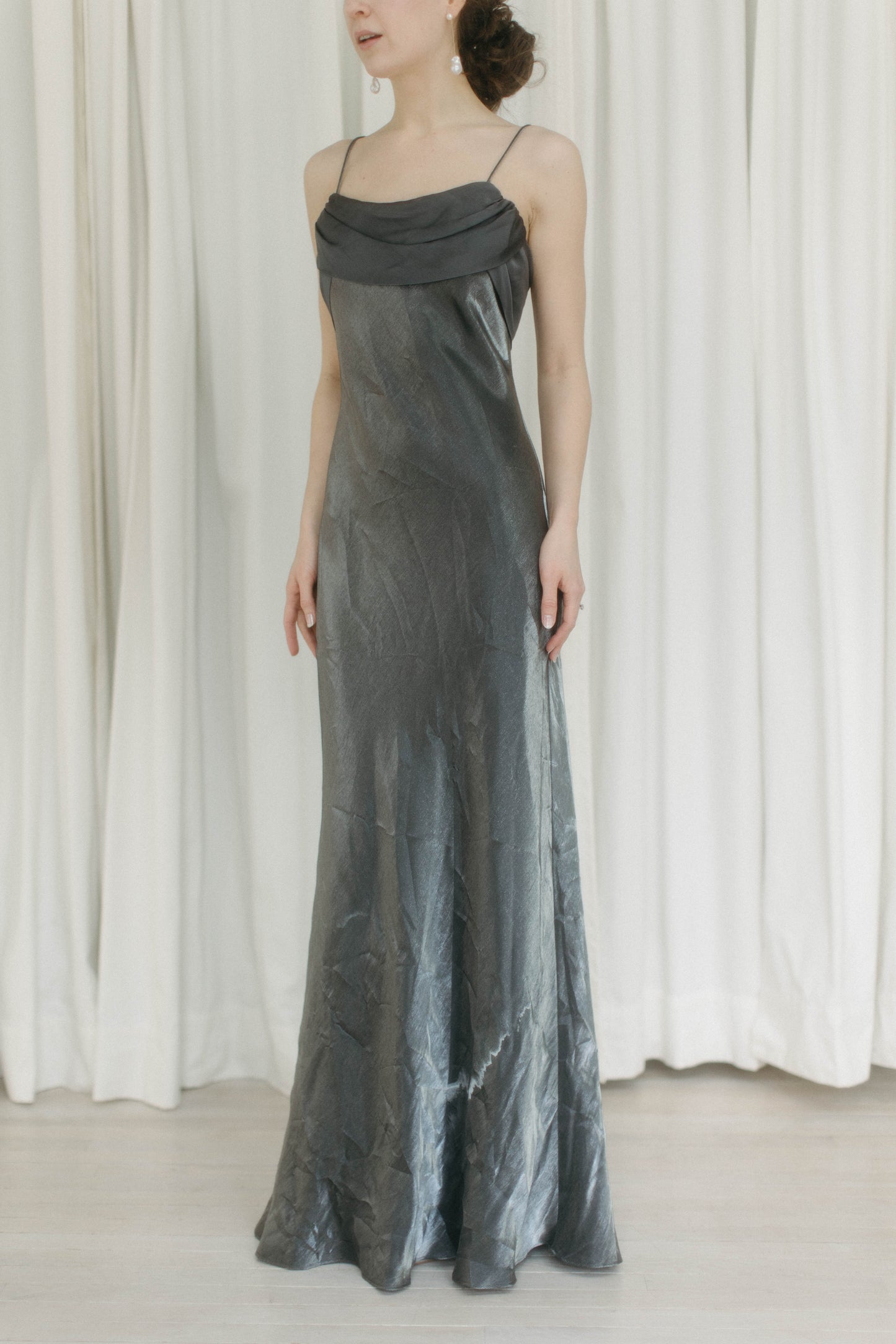 Vintage 90s bias cut metallic gown