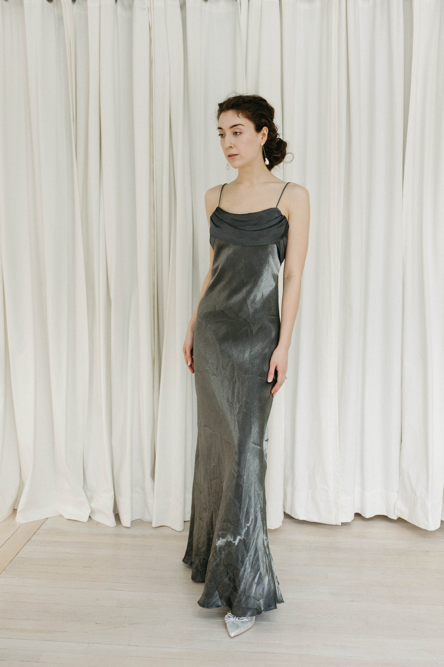 Vintage 90s bias cut metallic gown