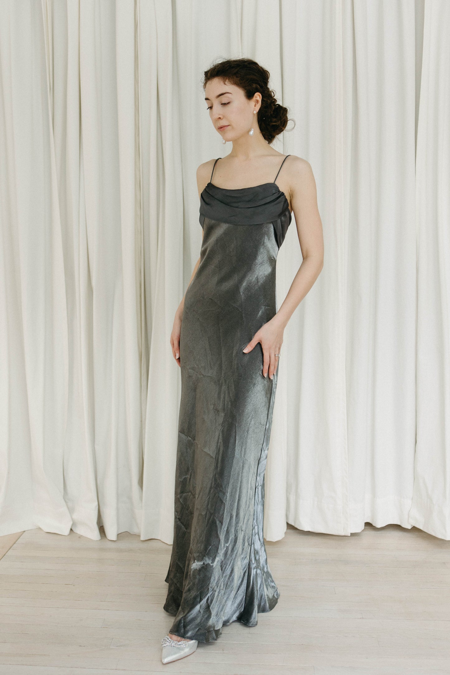 Vintage 90s bias cut metallic gown