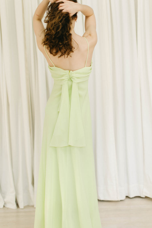 Vintage 90s lime bias cut gown