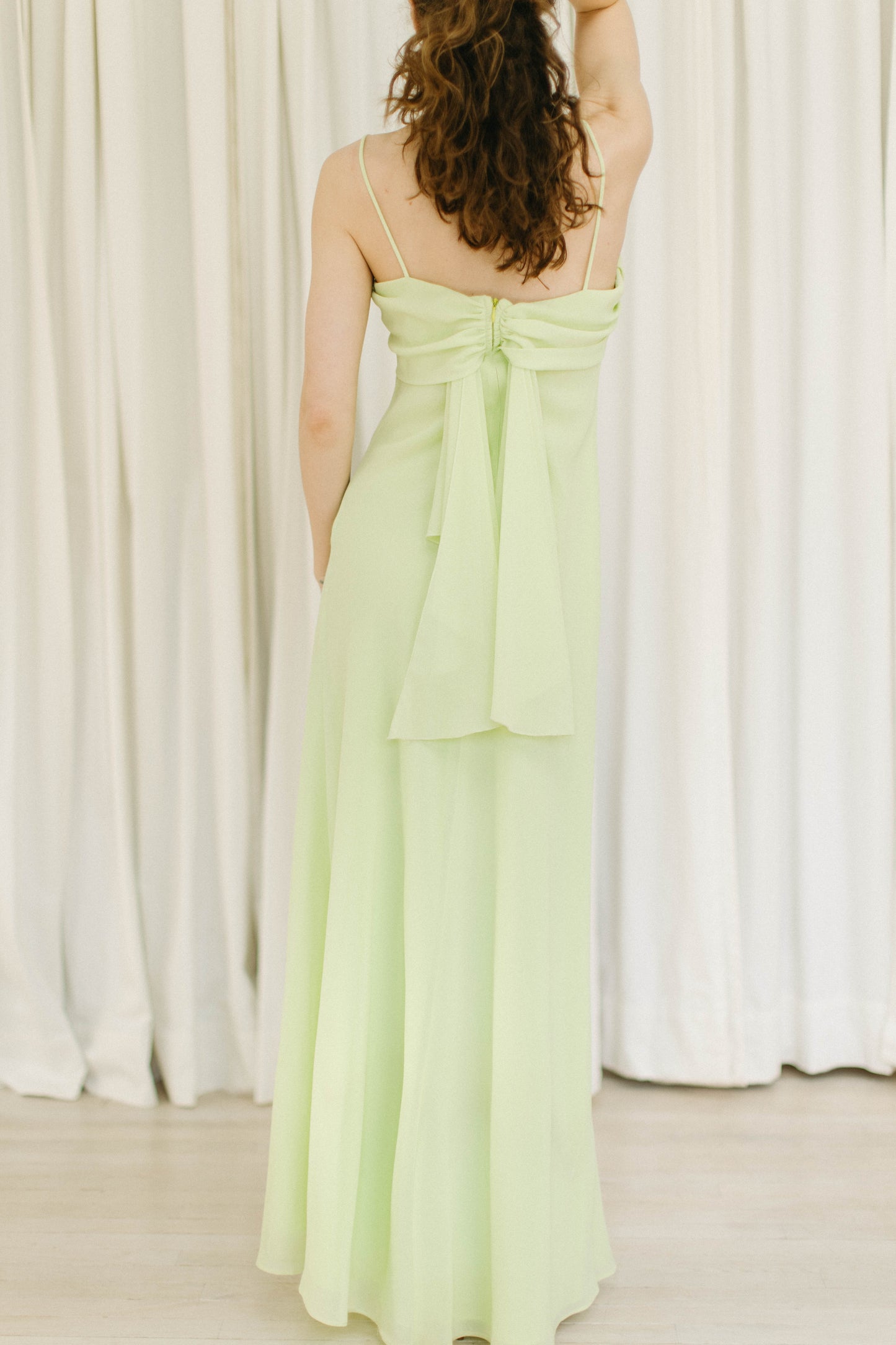 Vintage 90s lime bias cut gown