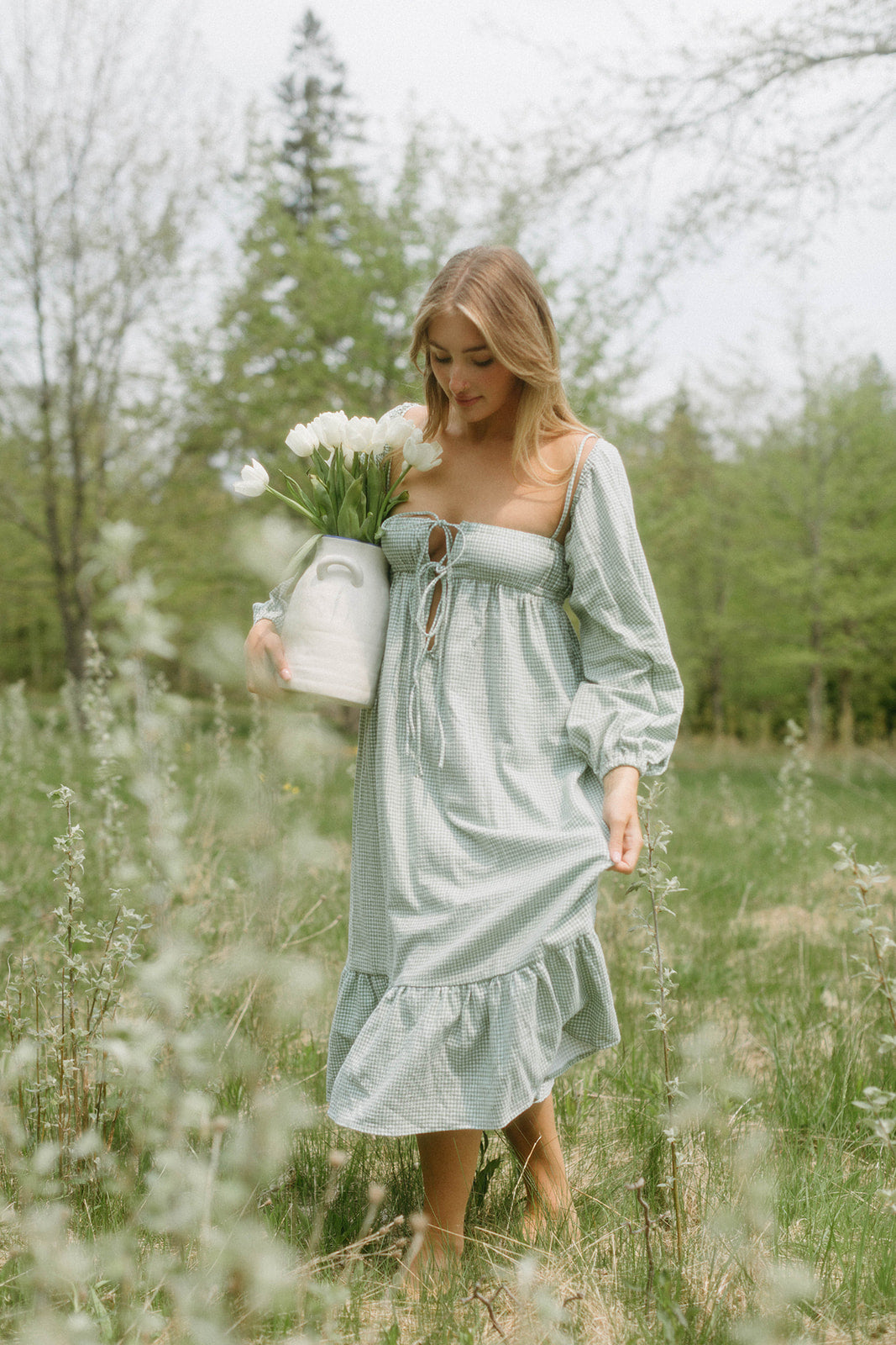 Green gingham dress