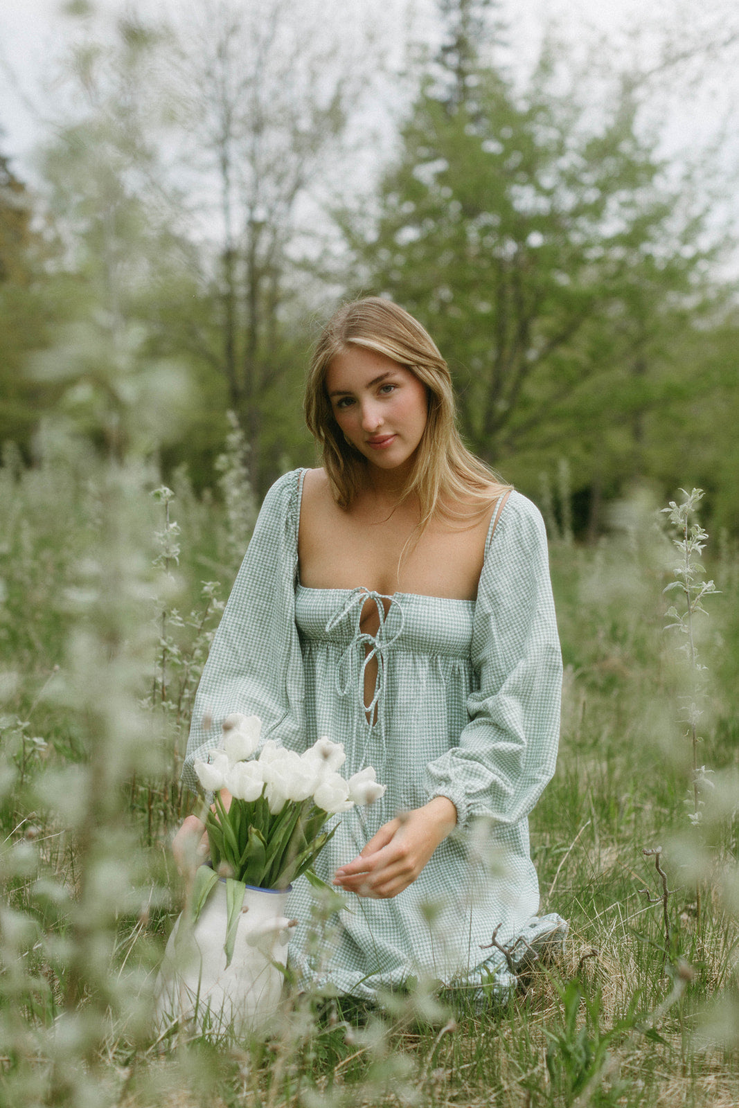 Green gingham dress