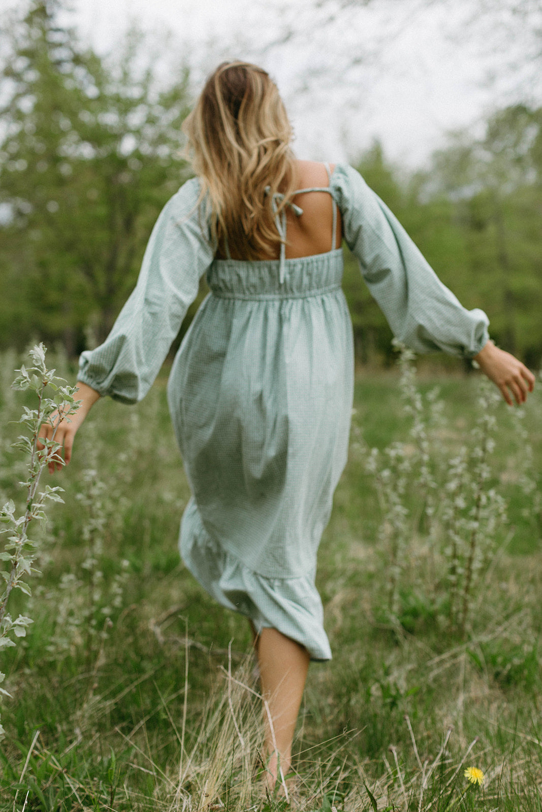 Green gingham dress