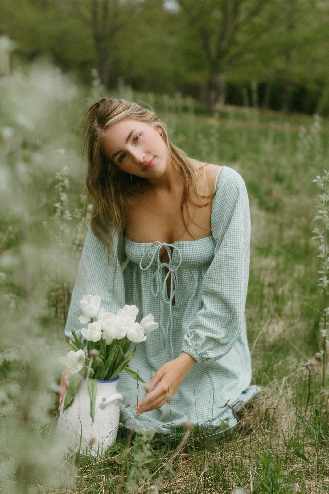 Green gingham dress