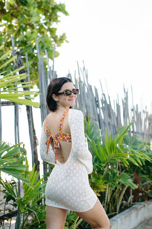 White lace mini dress